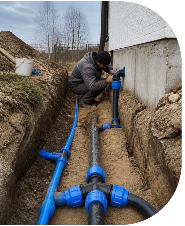 Монтаж наружного водопровода на участке под ключ в Бузулуке